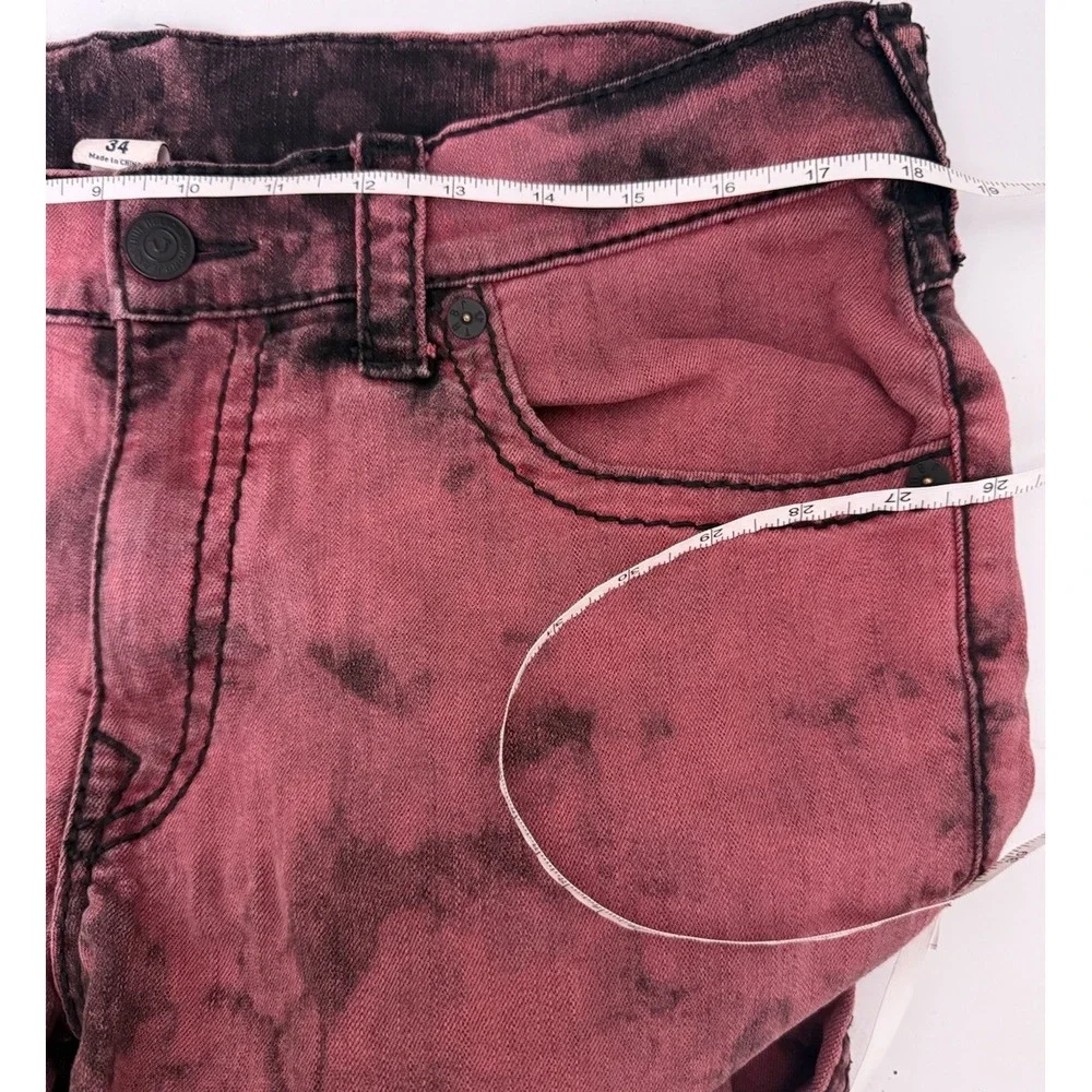 True Religion Acid Washed Jeans Straight Stretch Flap Pockets‎ Pants Sz 34